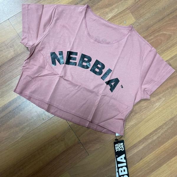 Maglia crop top larga Nebbia rosa